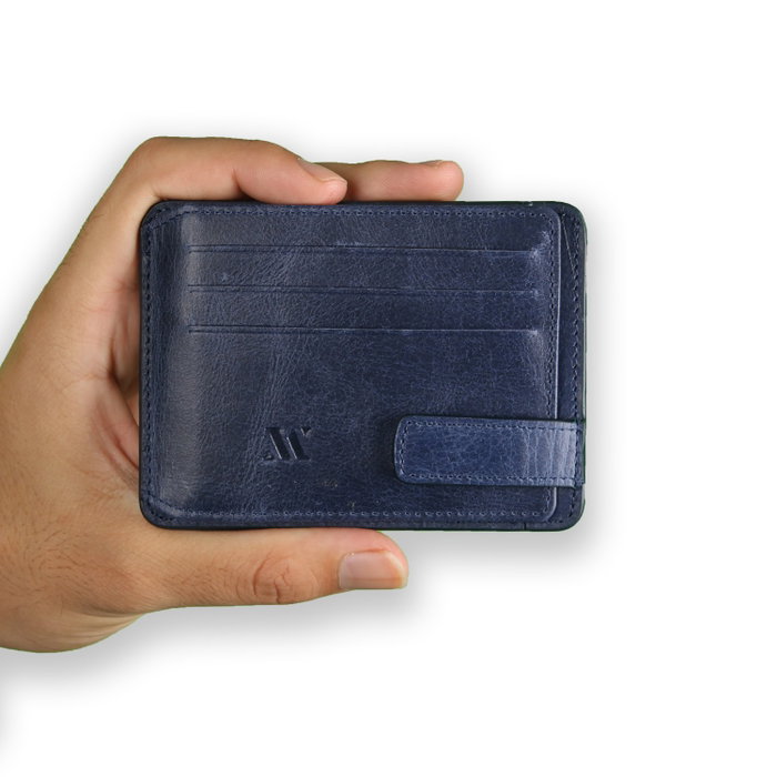 Zoozie Bags Cartera de Piel Auténtica Azul